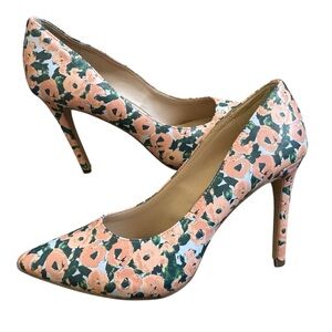 BCBGeneration Heidi classic pointed-toe pumps featuring a floral print